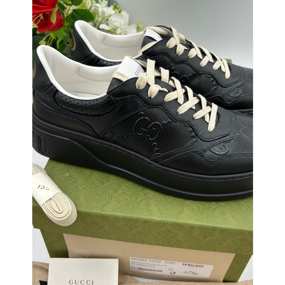 Men's Gucci GG embossed Leather sneakers size 9.5 fits 10 US made in Italy - Picture 9 of 12